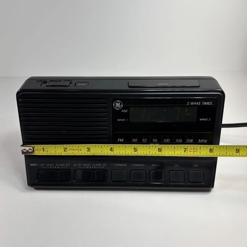 Vintage GE Radio Alarm Clock 7-4648B Black AM FM Radio Dual Alarm Snooze Digital